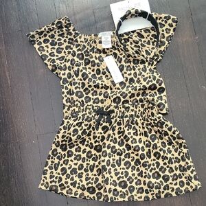 NWT Rachel Zoe Animal Print Matching Set, Top, Skort and Headband Set